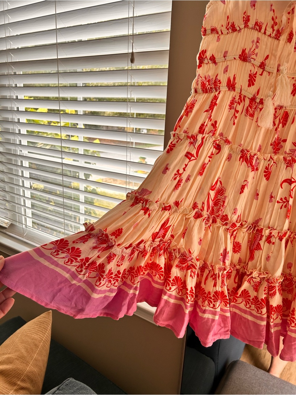 Chelsea & Violet Cream Dress with Red Floral Print - Picture 2 of 8